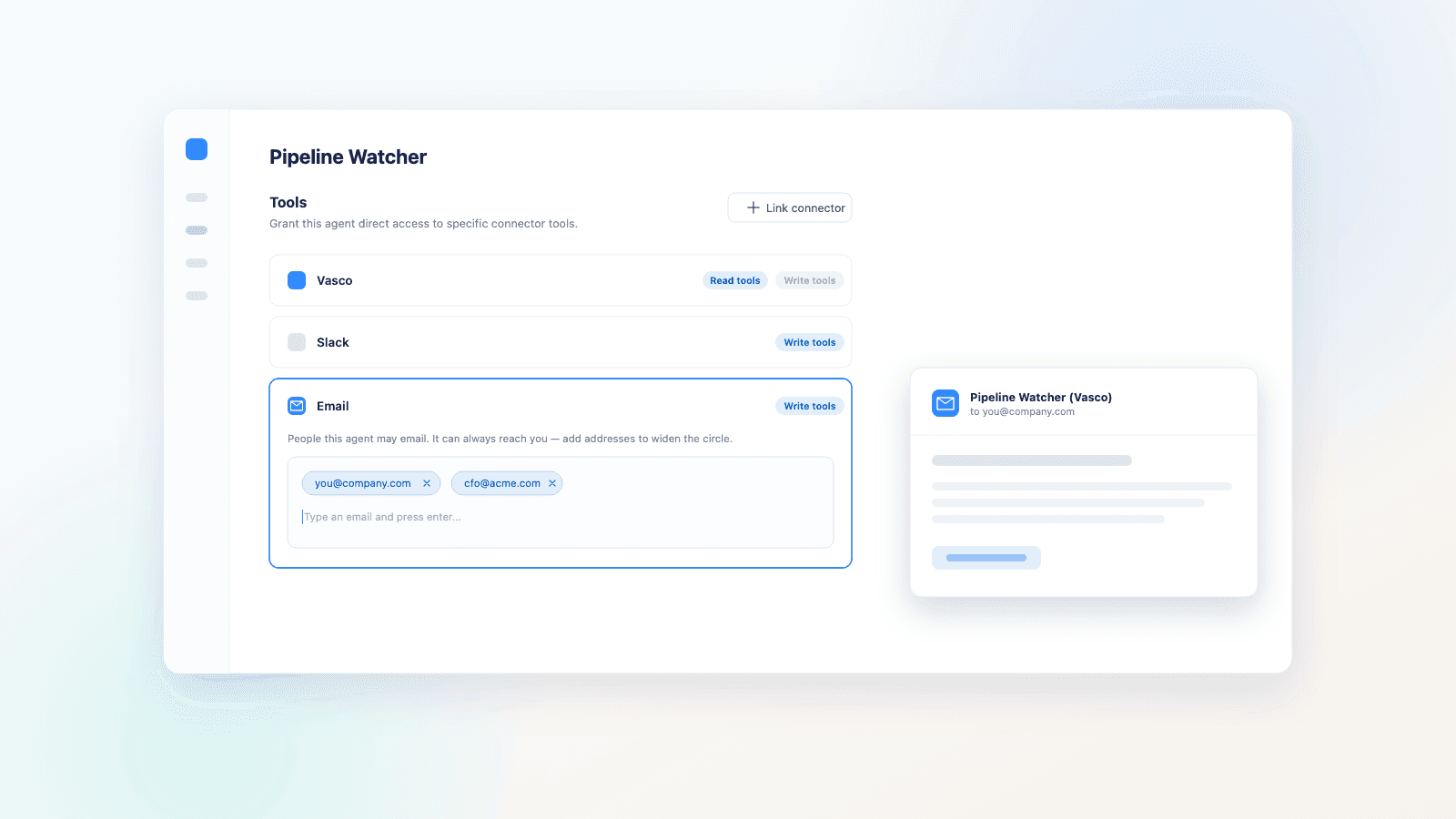 Agents can send email, from a chat or a scheduled task